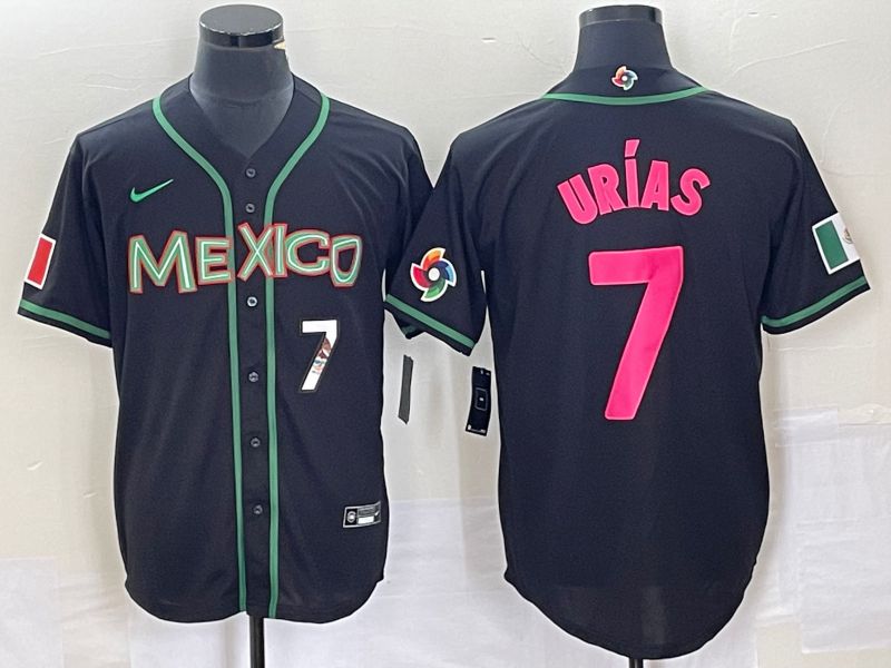 Men 2023 World Cub Mexico #7 Urias Black pink Nike MLB Jersey43